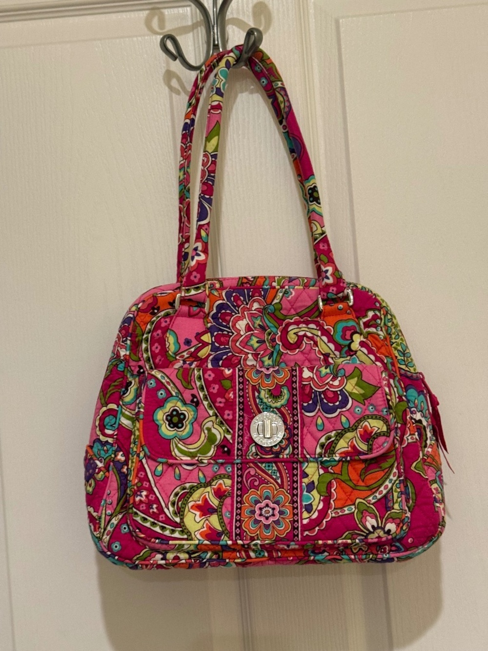 Vera Bradley Quilted Paisley Bowler Bag Tote  Pink Swirls pattern